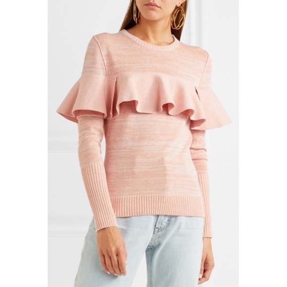 Apiece Apart ruffled pink marled sweater - Picture 1 of 7